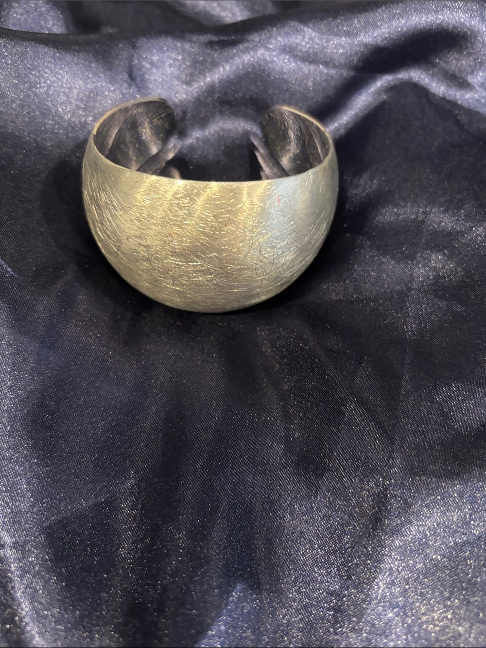 Brushed Metal Wide Open Cuff Bracelet - Antique Gold Tone